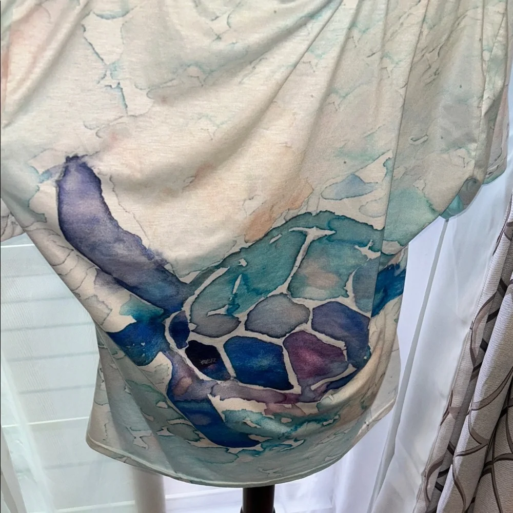 Womens Plus Size V-Neck T-Shirt with Turtle Design Size 3x - Picture 2 of 7